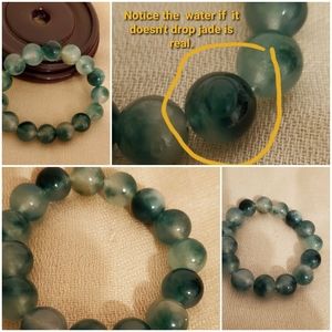 Auth. NaturalJADE Stone Bead Stretch Bracelet